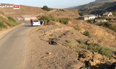 Prezidentin hələ açılışını etmədiyi yol dağıldı... (FOTOLAR)