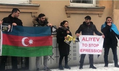 Məhbus xanımı Litvada aksiya keçirib