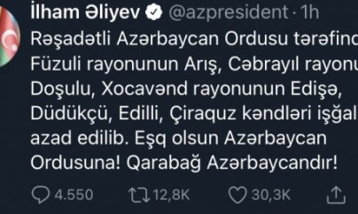 Azərbaycan daha 7 kəndi işğaldan azad edib