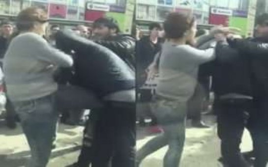 Bakıda idmançı qız ona sataşan oğlanı döydü   - VİDEO